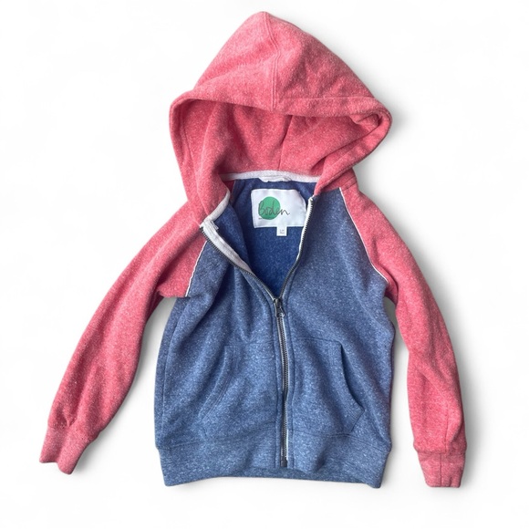 Boden Pink and Blue Zip-Up Hoodie Sweatshirt - size 2-3 years - Picture 1 of 3